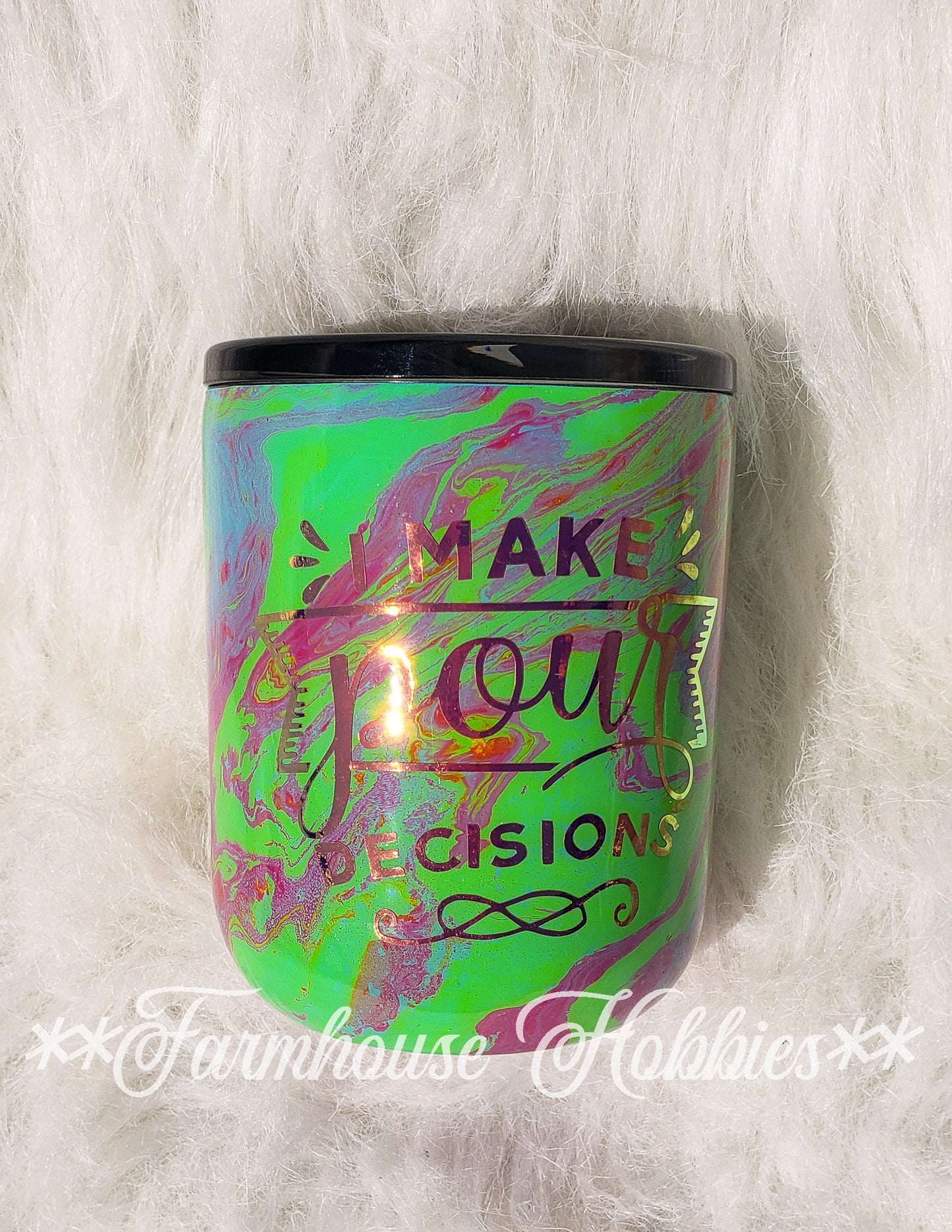 Pour Decisions Glitter Hydrodip Wine Glass RTS Drinkware Farmhouse Hobbies