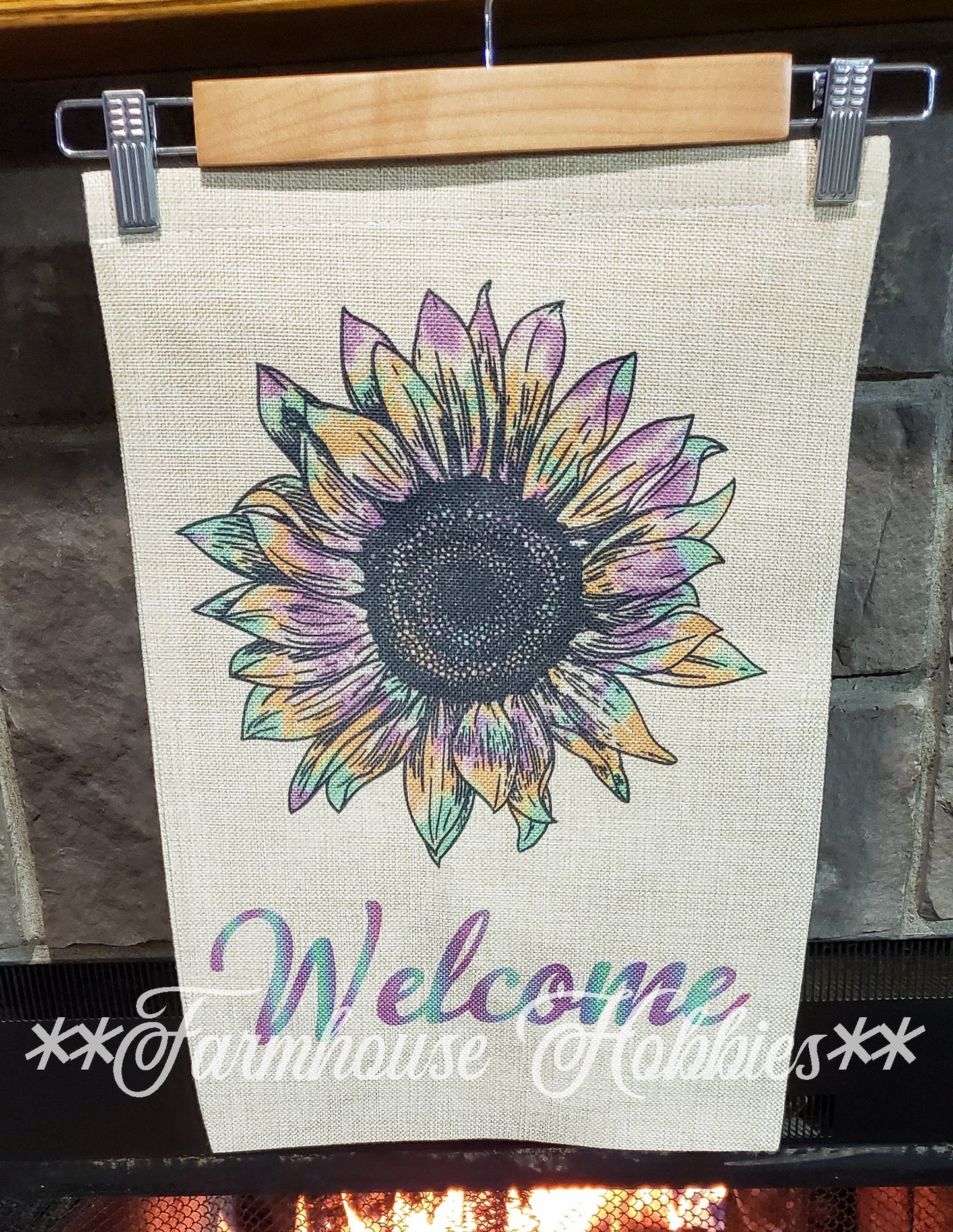 Rainbow Sunflower Welcome Canvas Garden Flag Home Decor/Accessories Farmhouse Hobbies