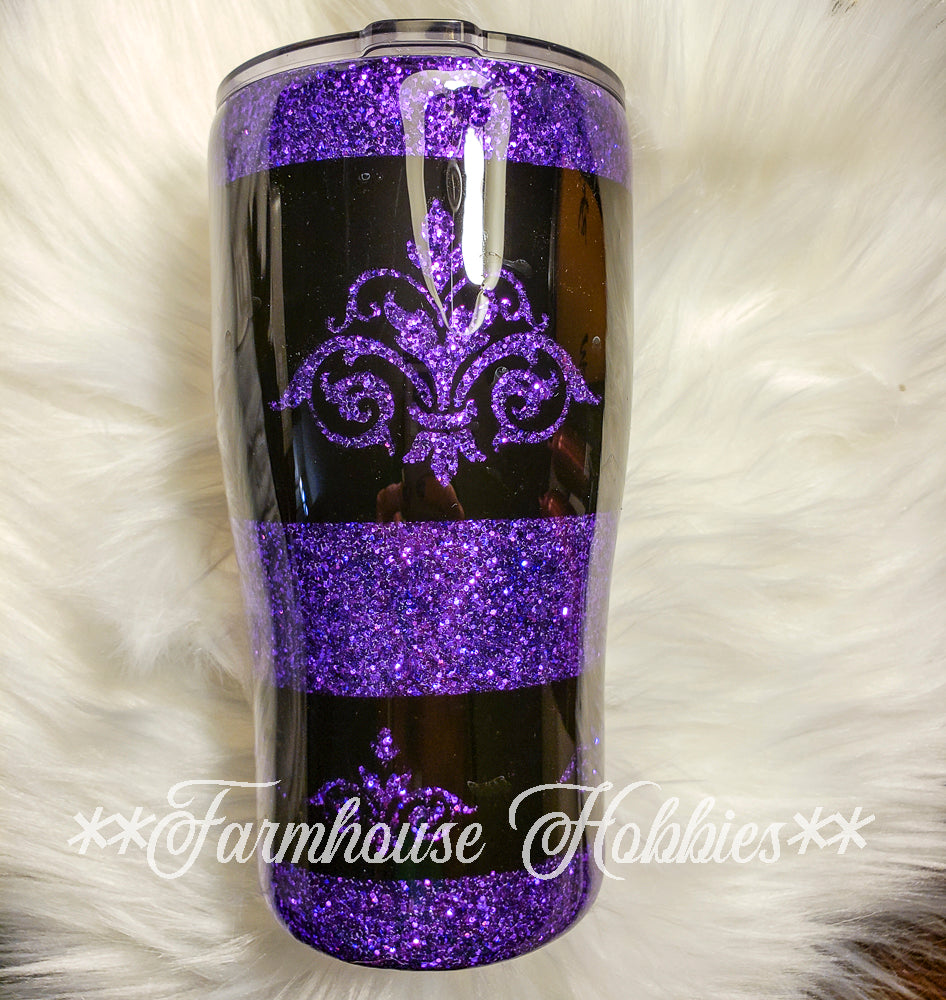 Purple Damask RTS Drinkware Farmhouse Hobbies