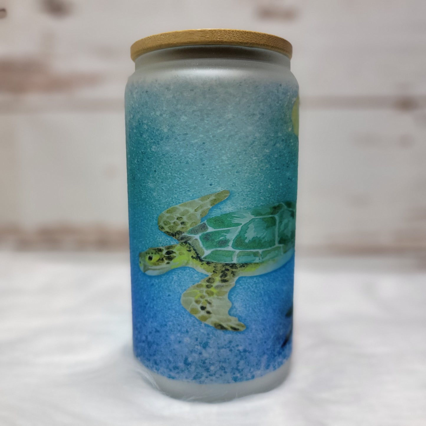 Sea Turtles Glass Can Tumbler with custom tumbler design