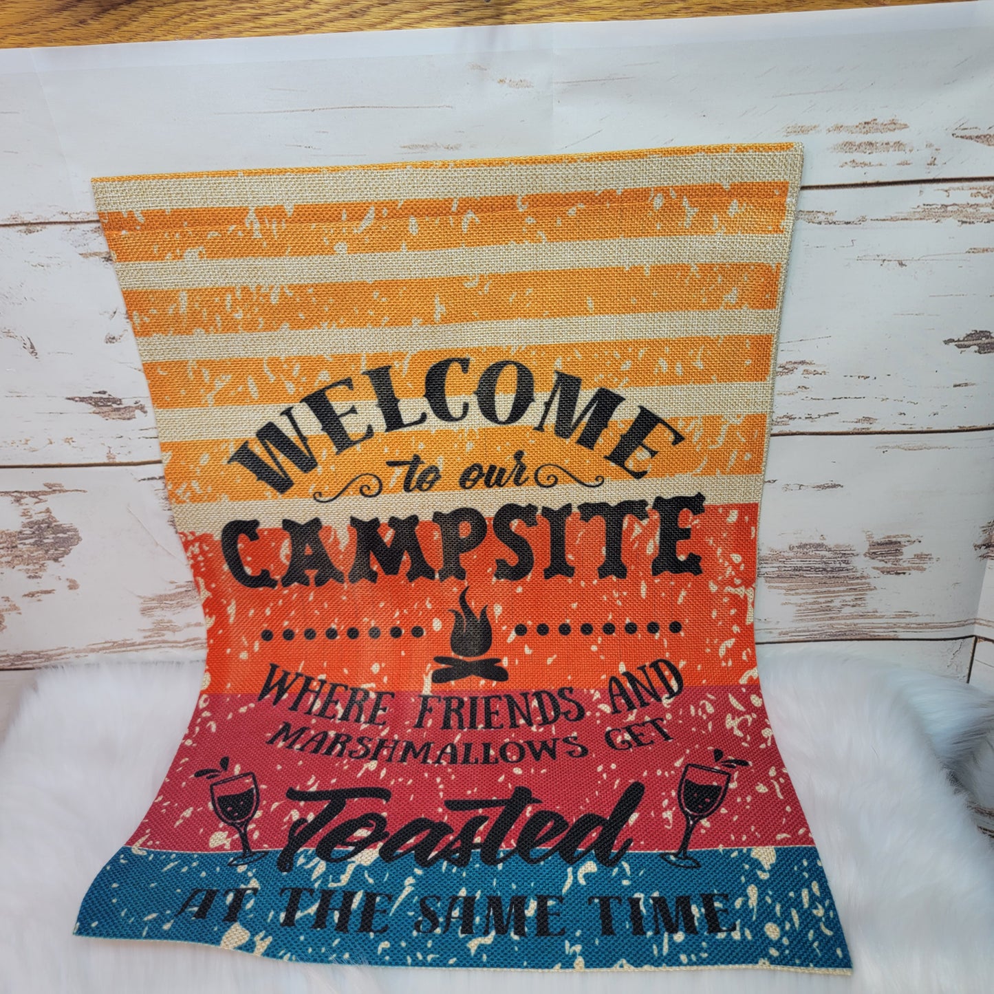 Campsite Canvas Garden Flag with custom garden flag design