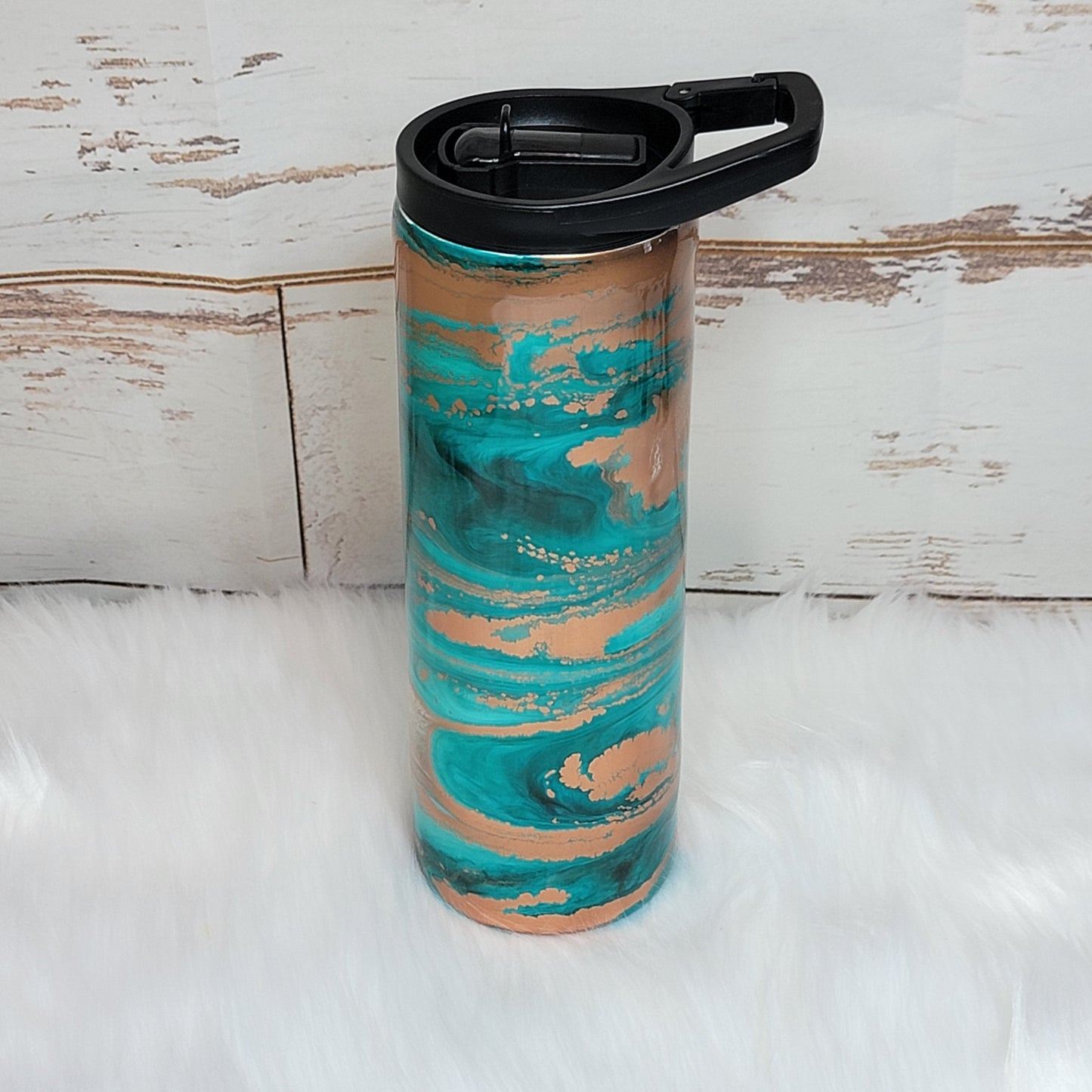 20 oz Skinny Teal/Rose Gold RTS Drinkware Farmhouse Hobbies