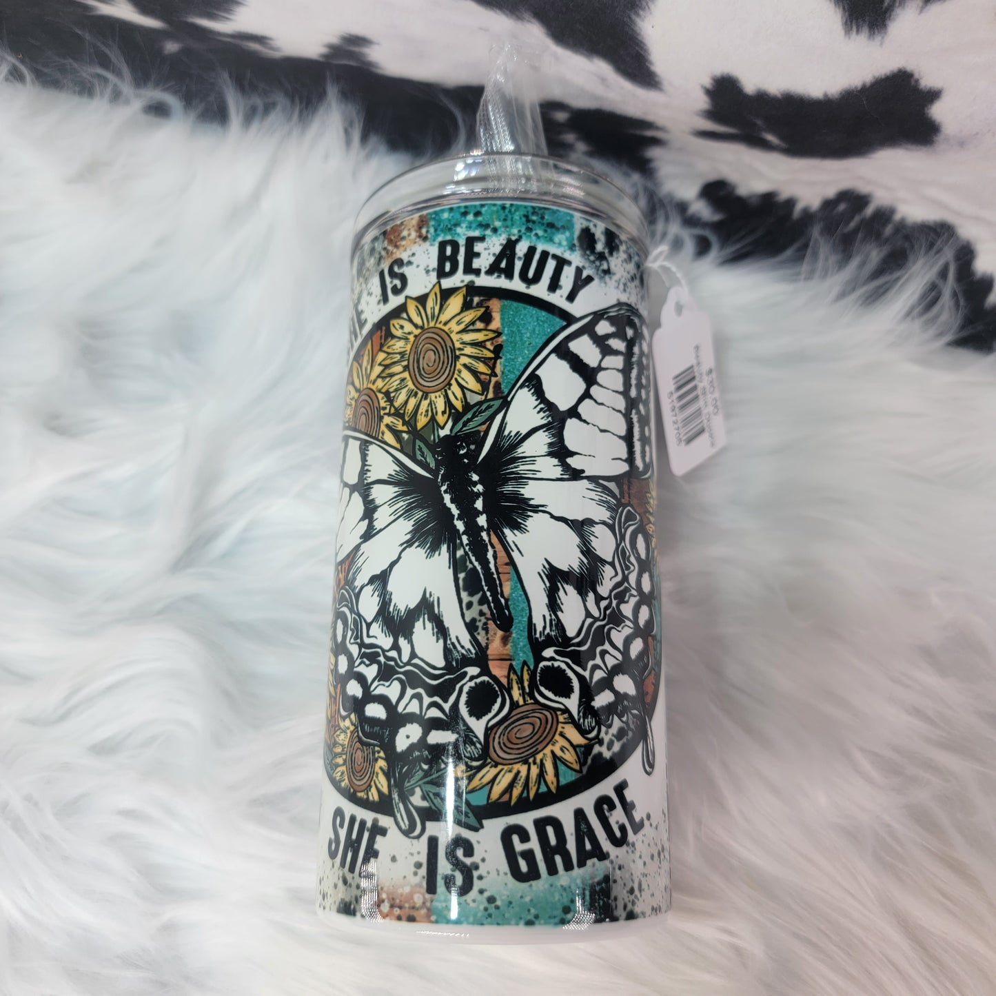 12 oz Slim Douzie - Beauty Stainless Steel Sublimation Farmhouse Hobbies
