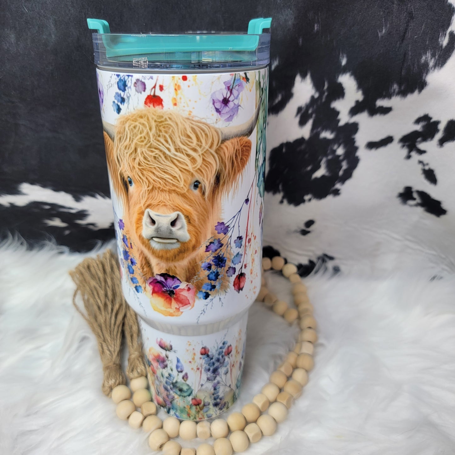 40 oz - Cute Highland Cow Farmhouse Hobbies