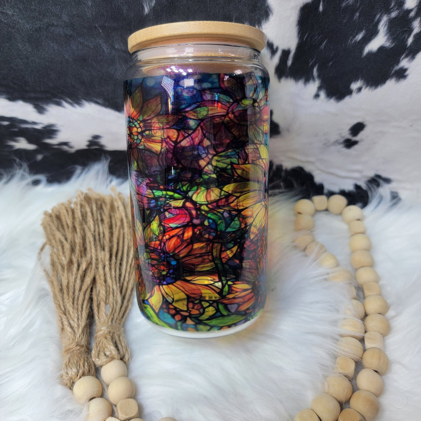 Glass Can Tumbler-Sunflowers with custom tumbler design