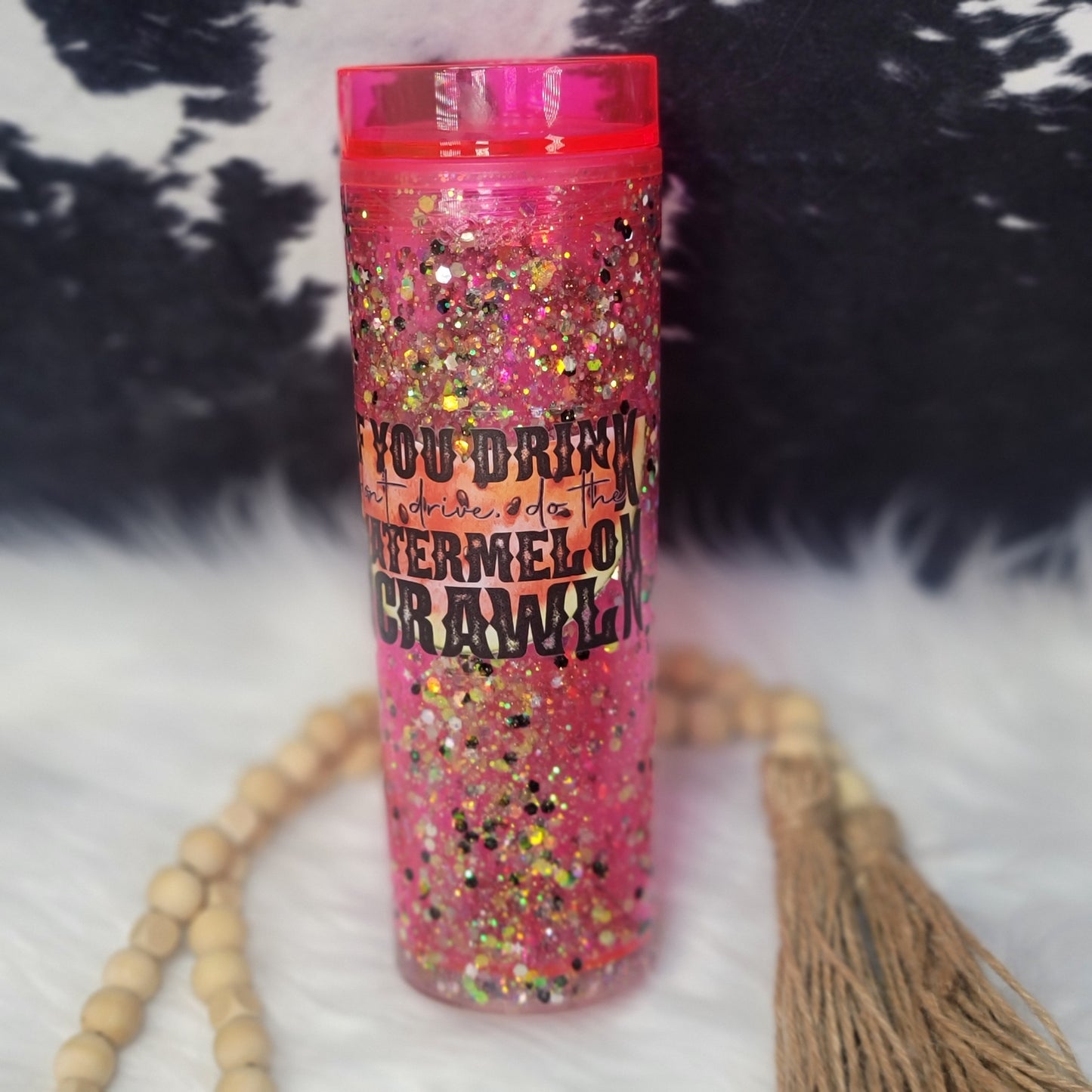 Pink Acrylic Snow Globe - Watermelon Crawl with custom gift design