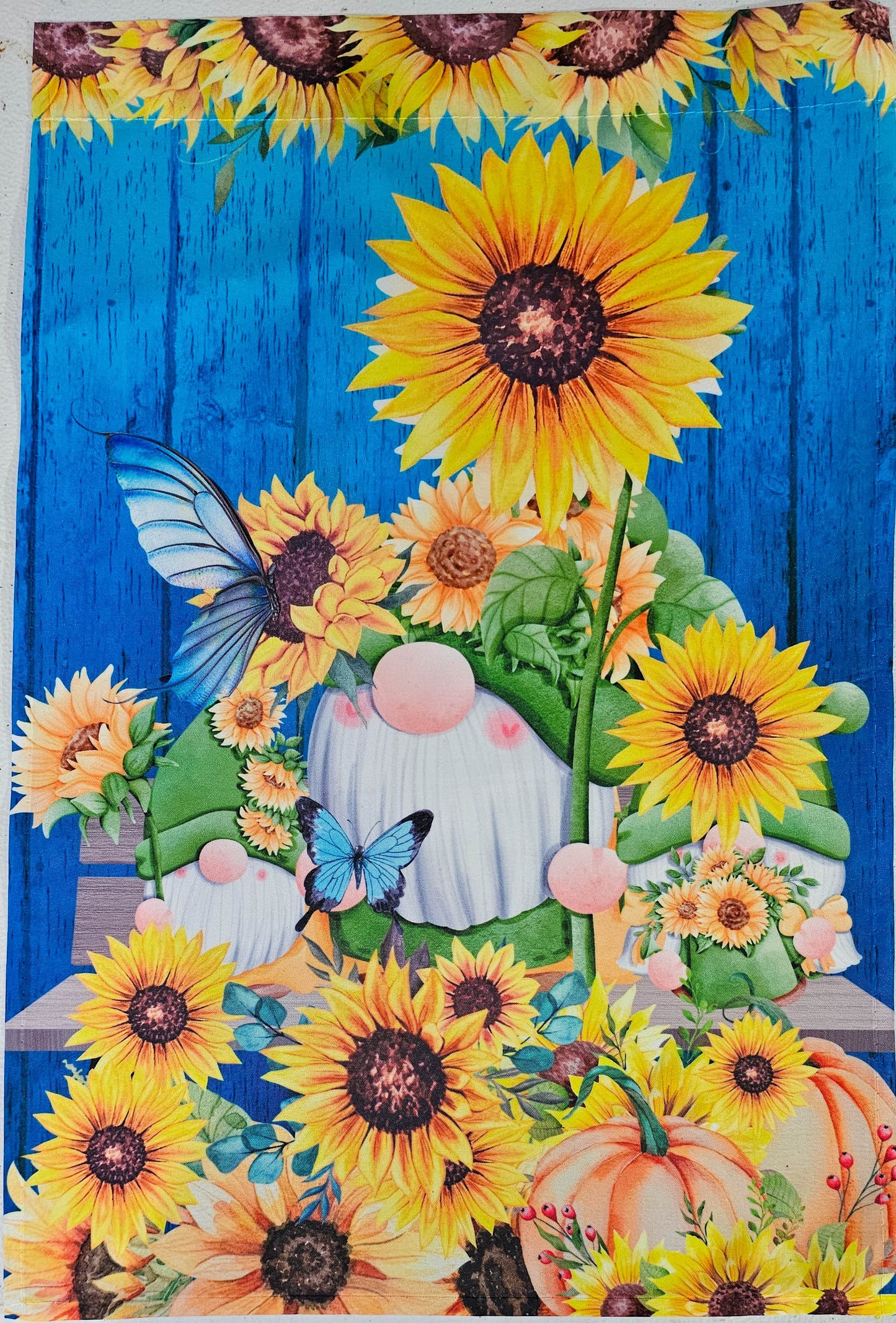 Garden Flag - Gnome & Sunflowers with custom garden flag design