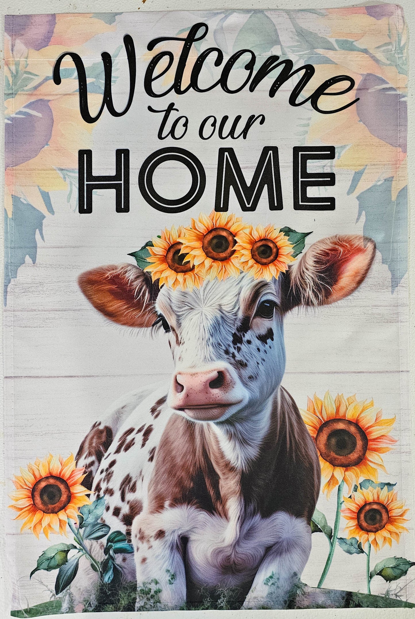 Garden Flag - Cow & Sunflowers with custom garden flag design
