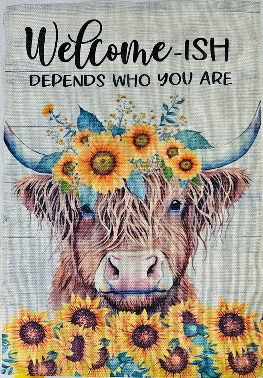 Garden Flag - Welcome-ish with custom garden flag design