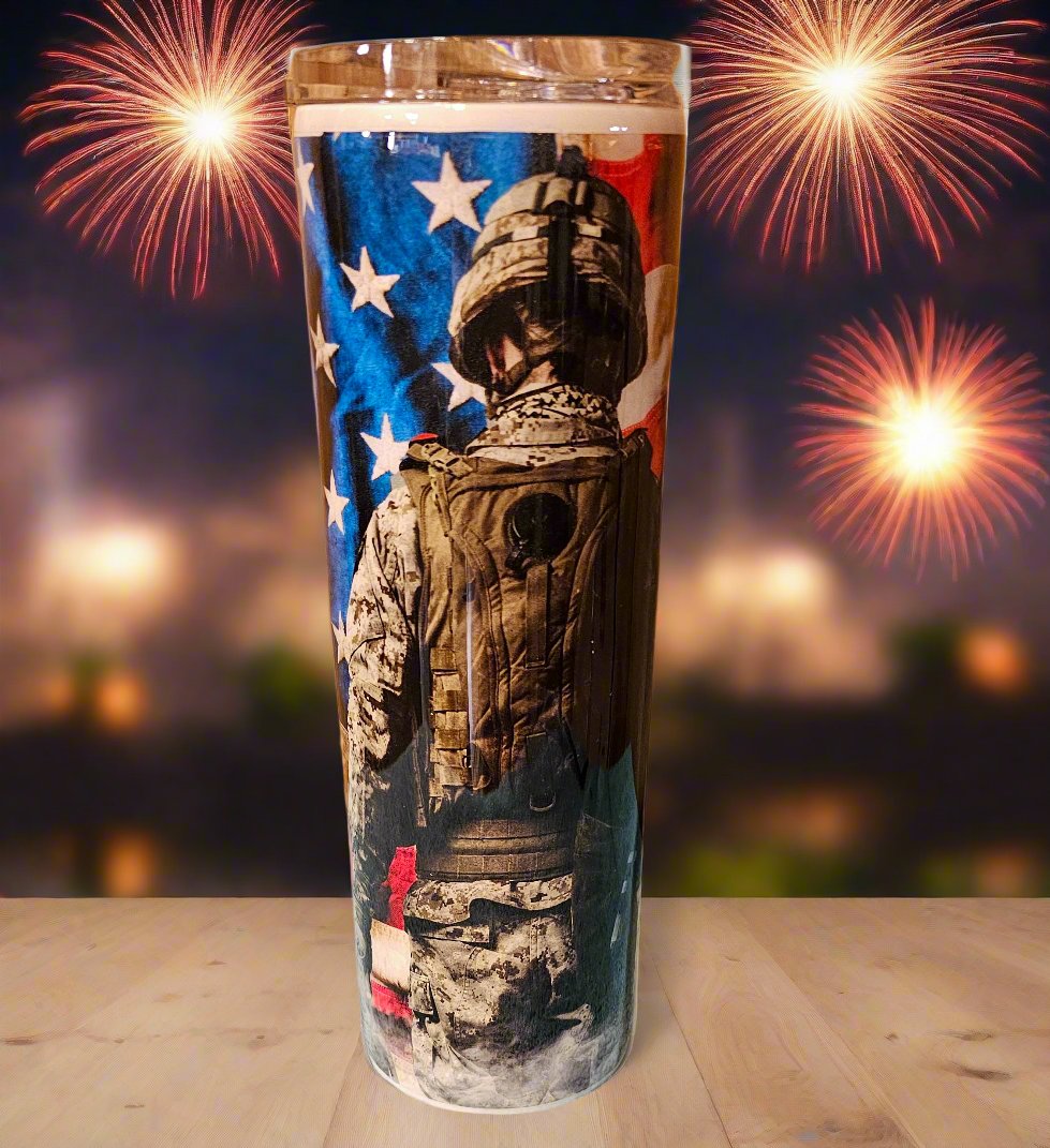 30 oz - American Soldier with custom gift design