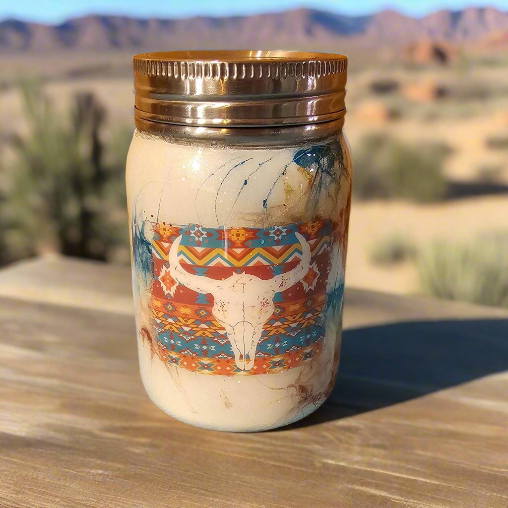 17 oz Mason Jar - Boho Skull with custom gift design