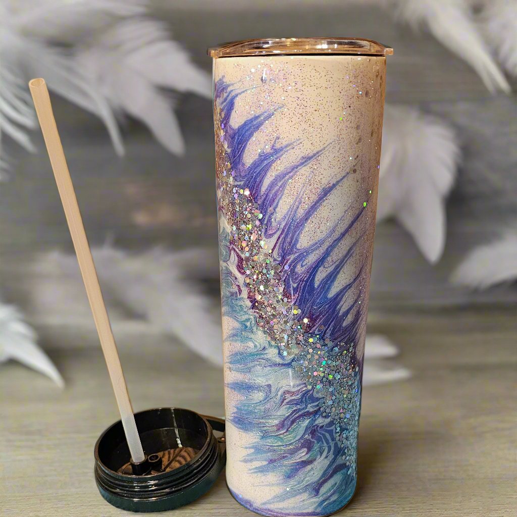 20 oz Duo - Purple Feather with custom gift design