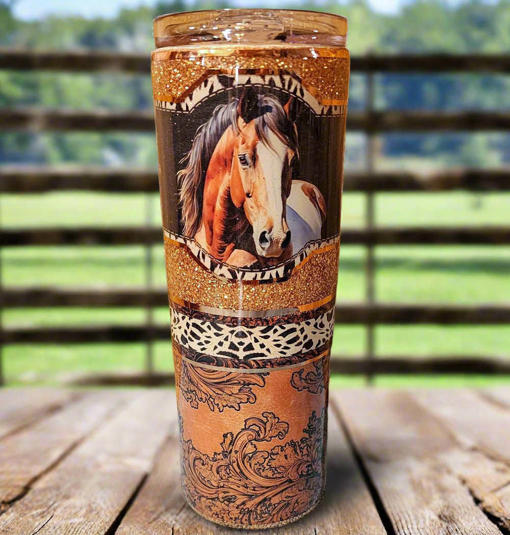 20 oz - Horse & Leather with custom gift design