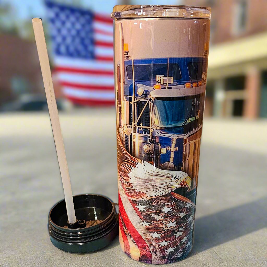 20 oz Duo - American Trucker with custom gift design