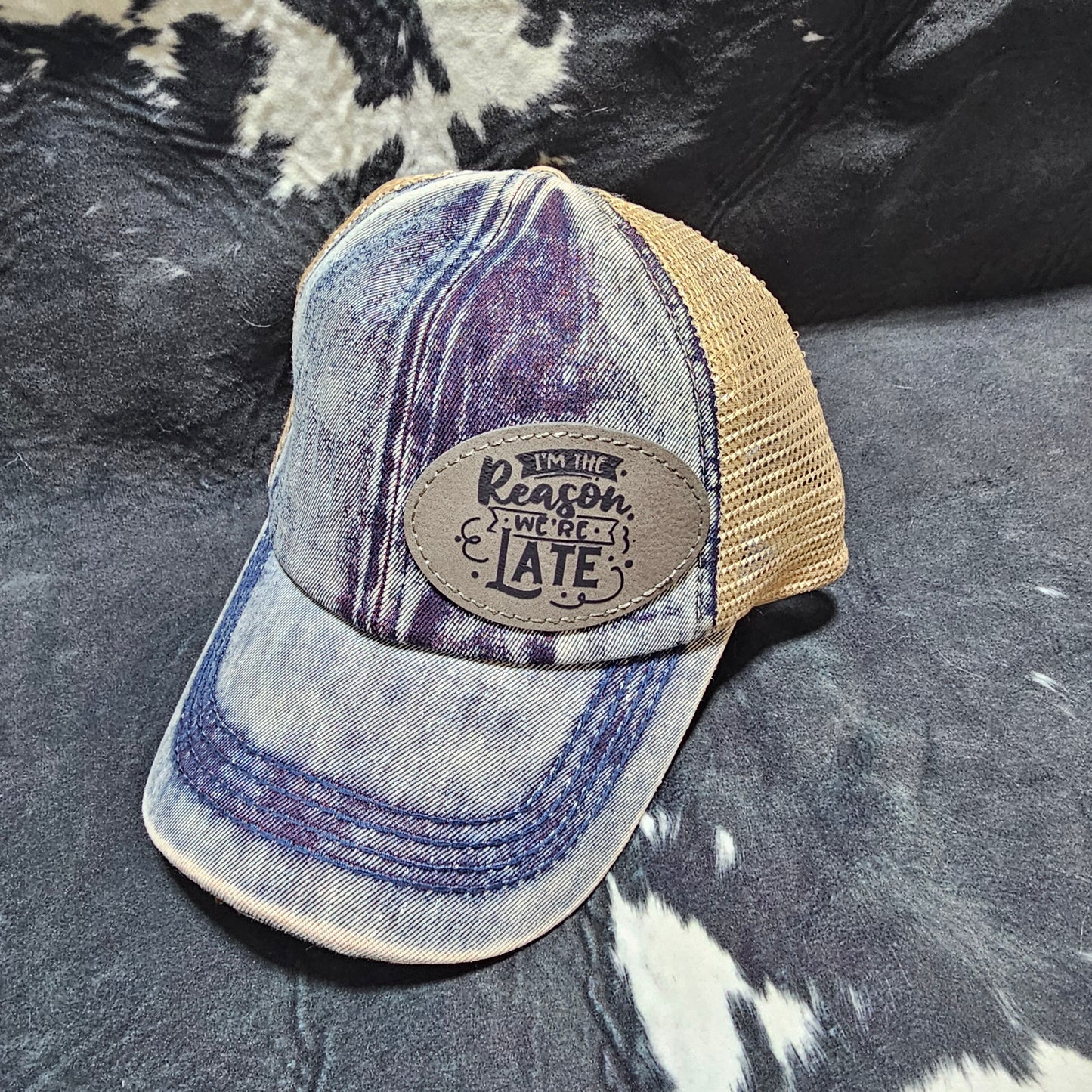 Youth Leather Patch Hat - Late with custom hat design