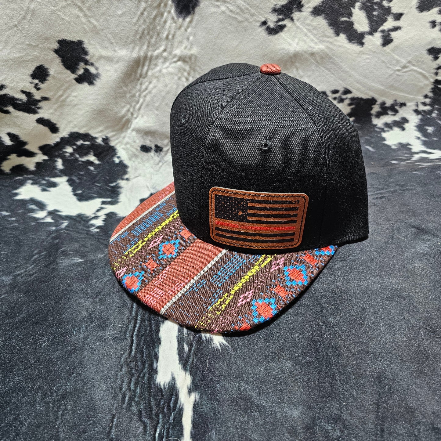 Leather Patch Hat - Thin Red Line with custom hat design