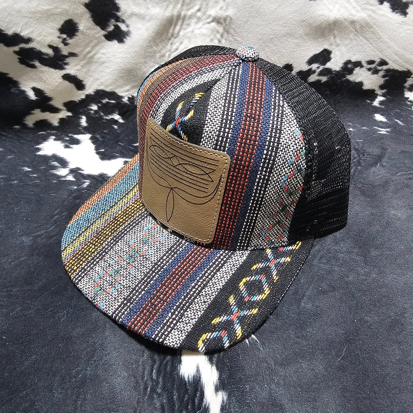 Leather Patch Hat - Boot Stitching with custom hat design
