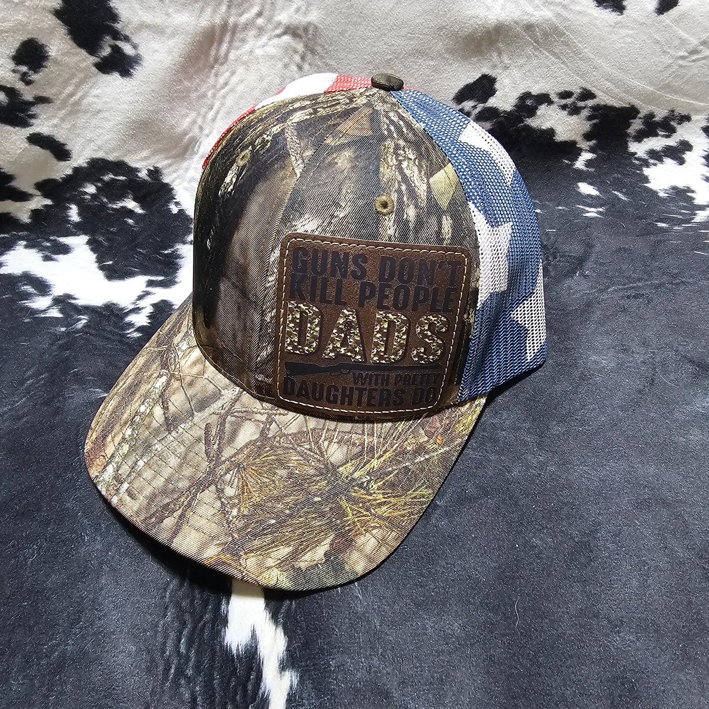 Leather Patch Hat - Dad's w/Pretty Daughters with custom hat design