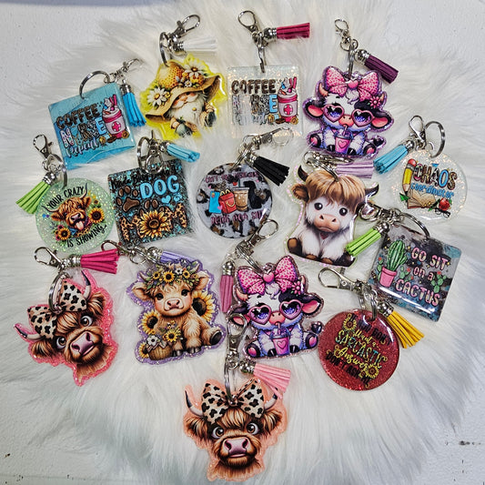 Acrylic Glitter Keychain with custom gift design