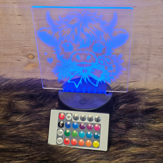 Etched Acrylic Light - Highland Calf