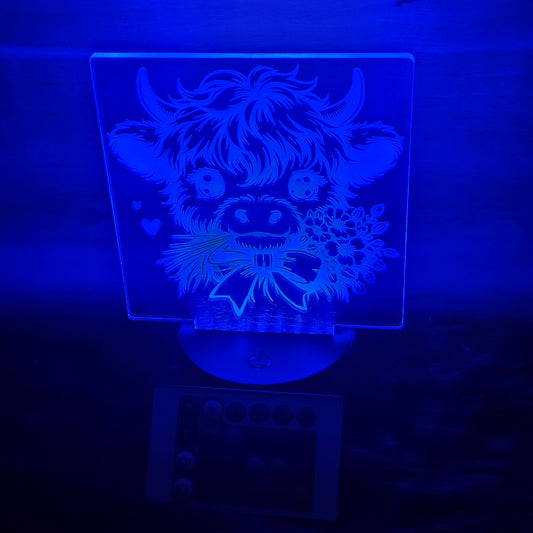 Etched Acrylic Light - Highland Calf