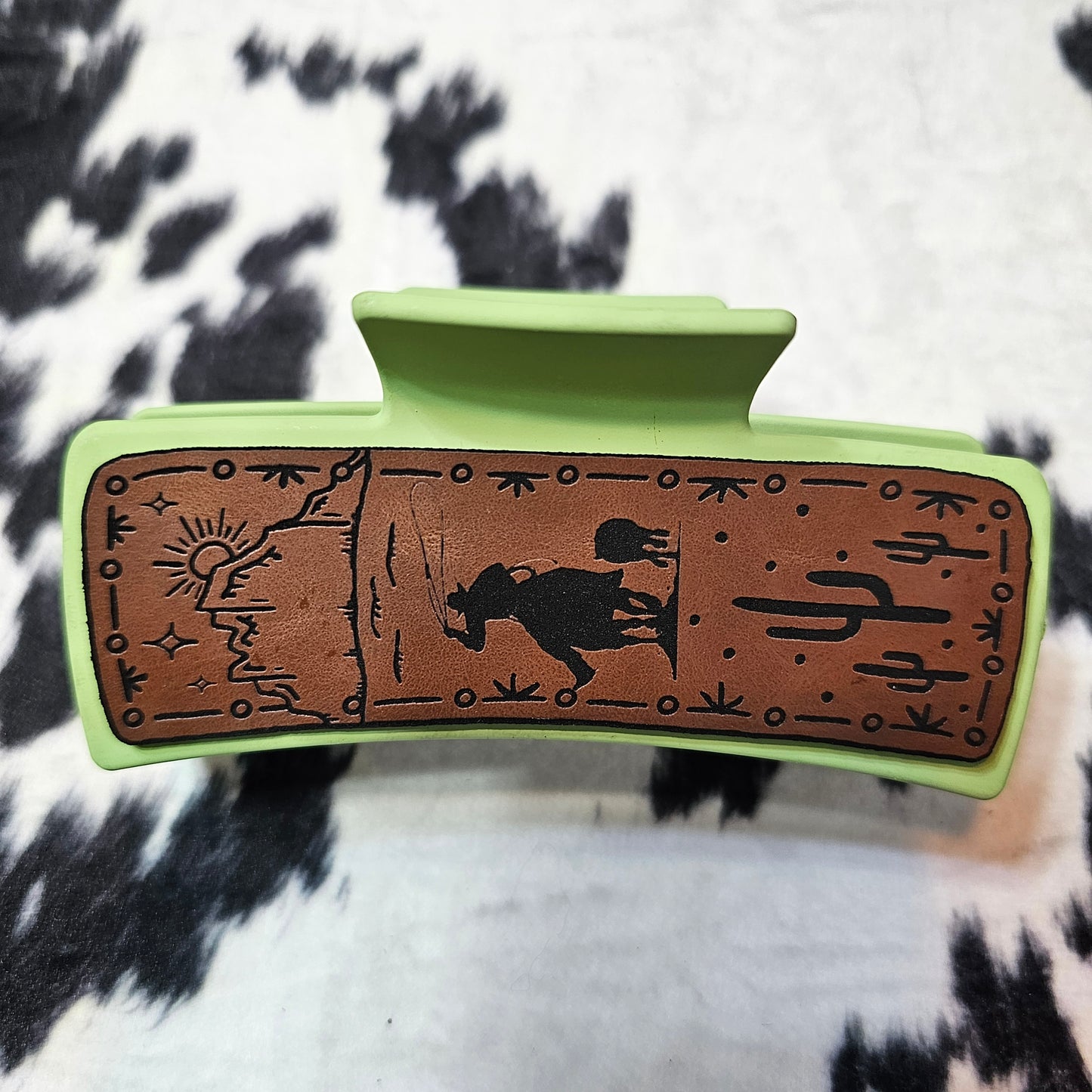Leather Engraved Claw Clips