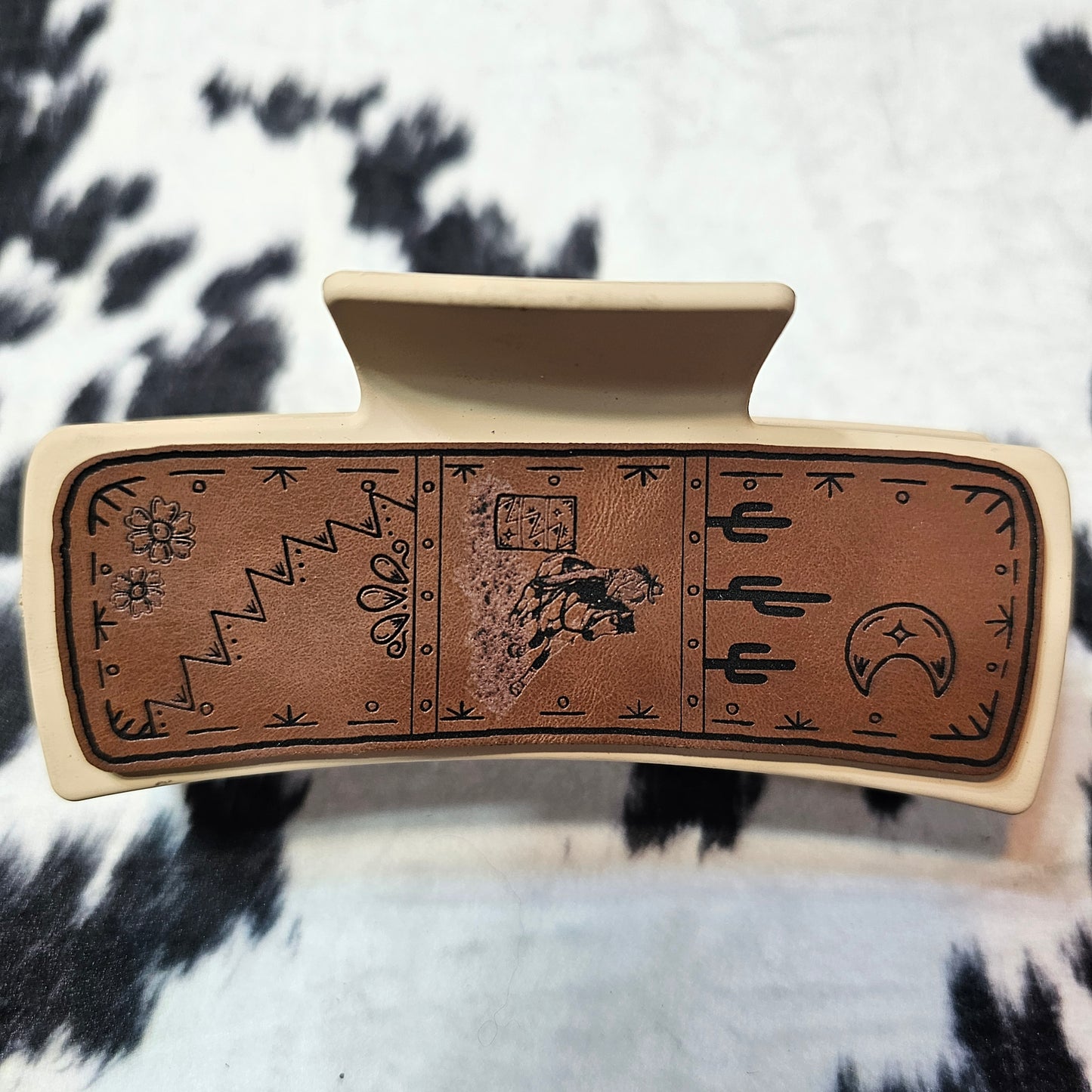 Leather Engraved Claw Clips