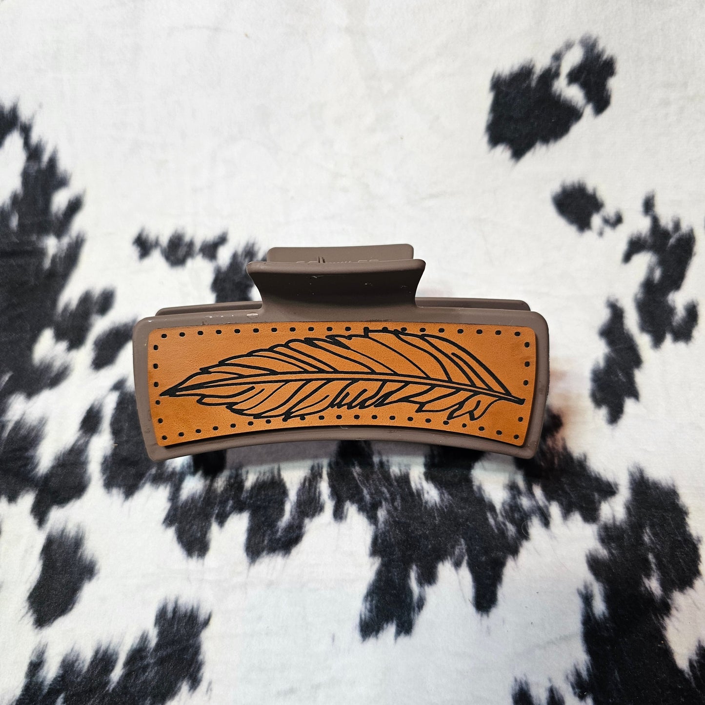 Leather Engraved – Everyday Favorite – Leather Claw Clip