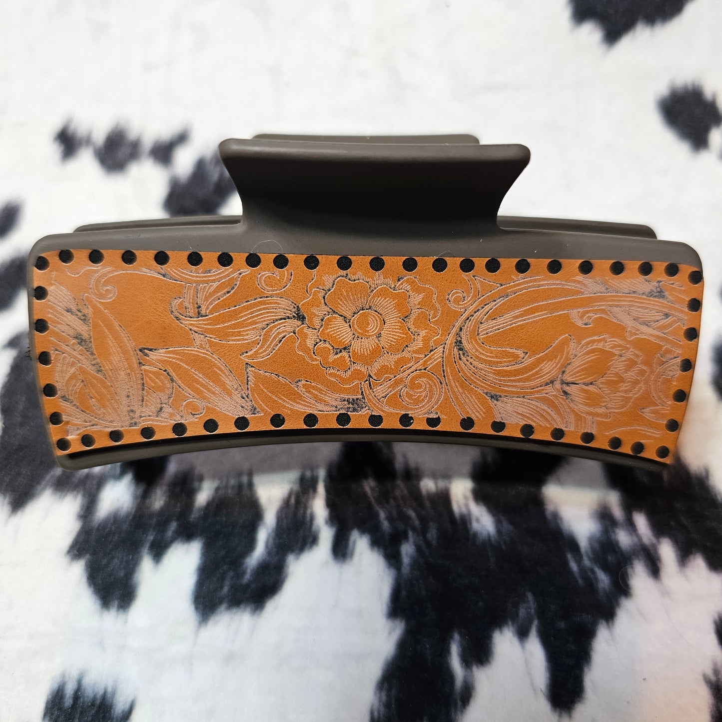 Leather Engraved Claw Clips