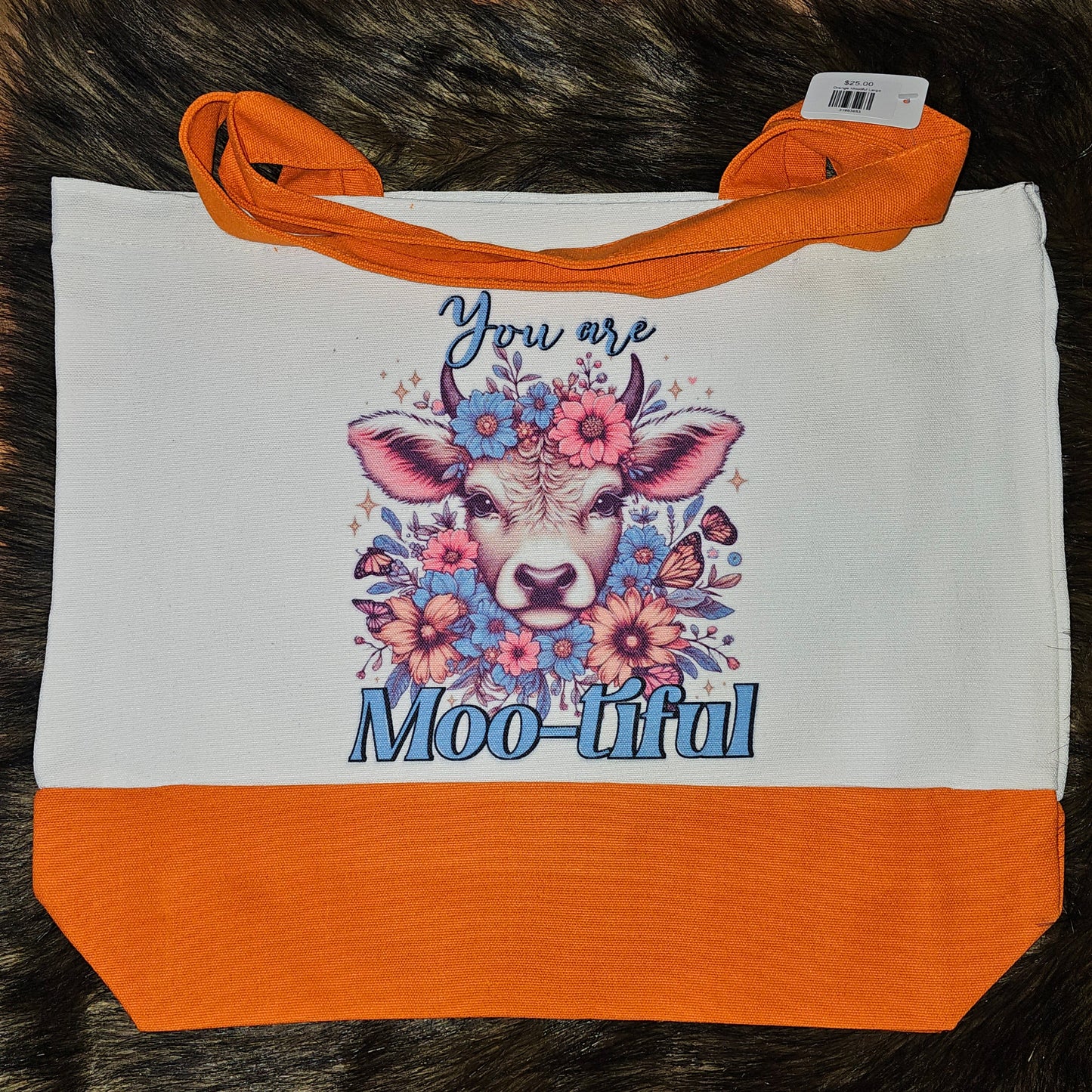 Orange Mootiful Large Canvas Tote