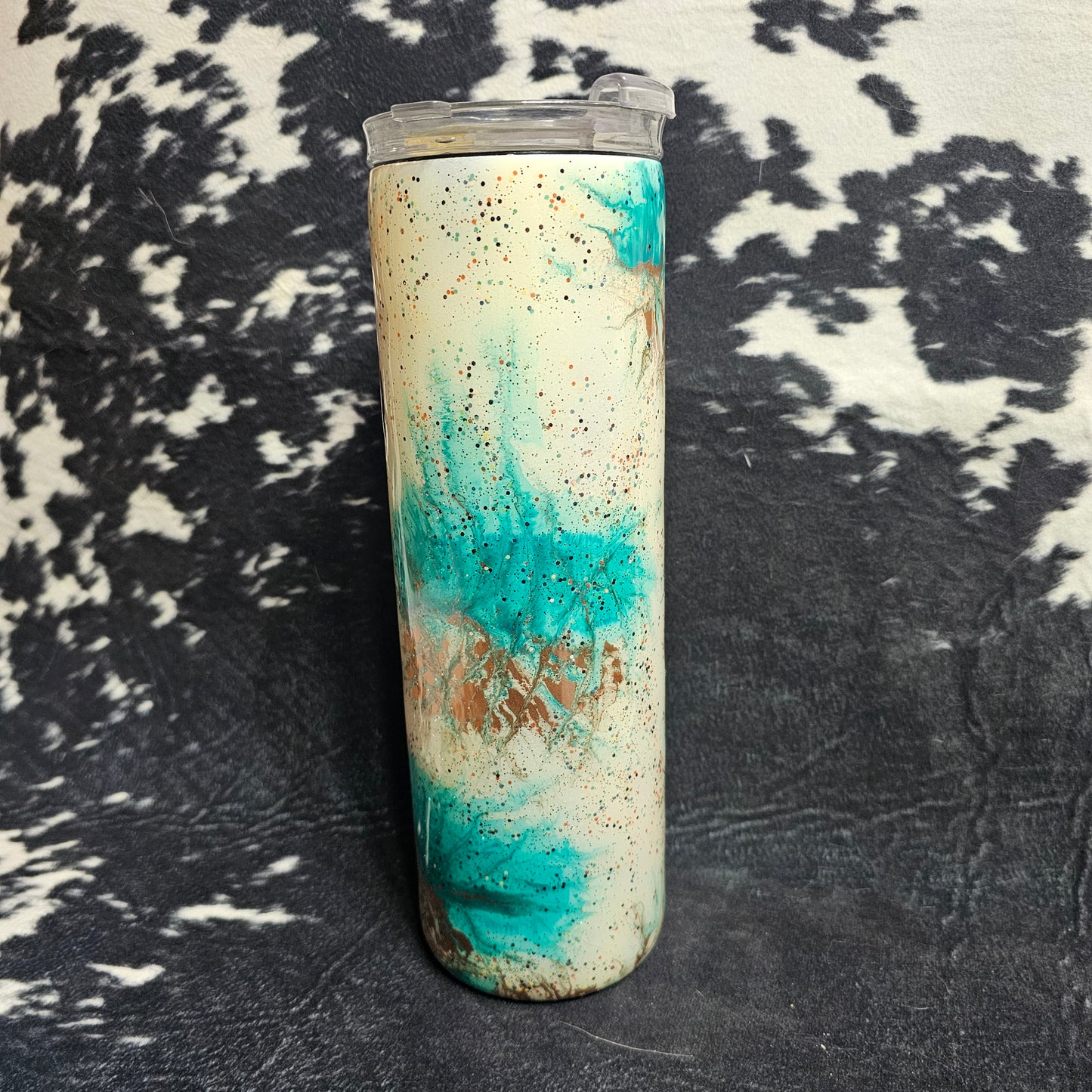 30 oz - Teal & Copper Skull & Sunflower