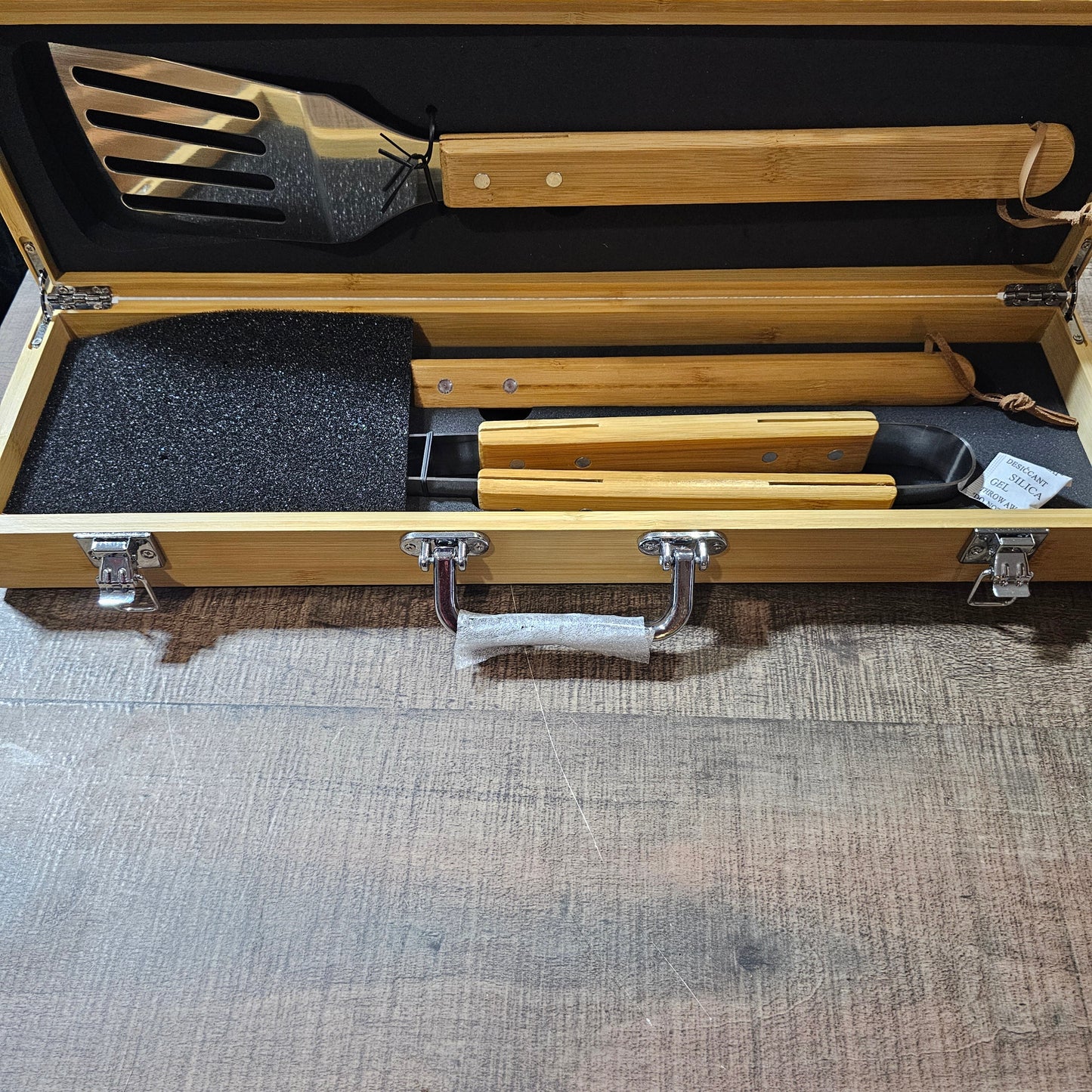 Butt Rubbed – Backyard Staple – Wood Grill Set with Engraved Wood Case