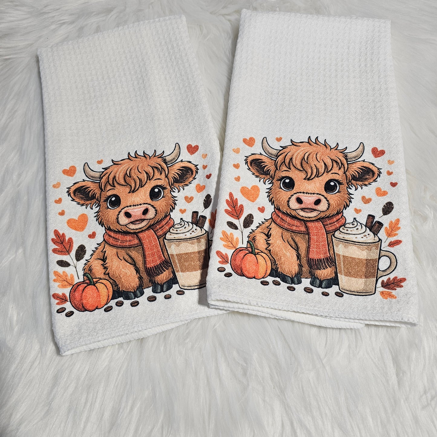 “Latte Highland Calf” Towel Set