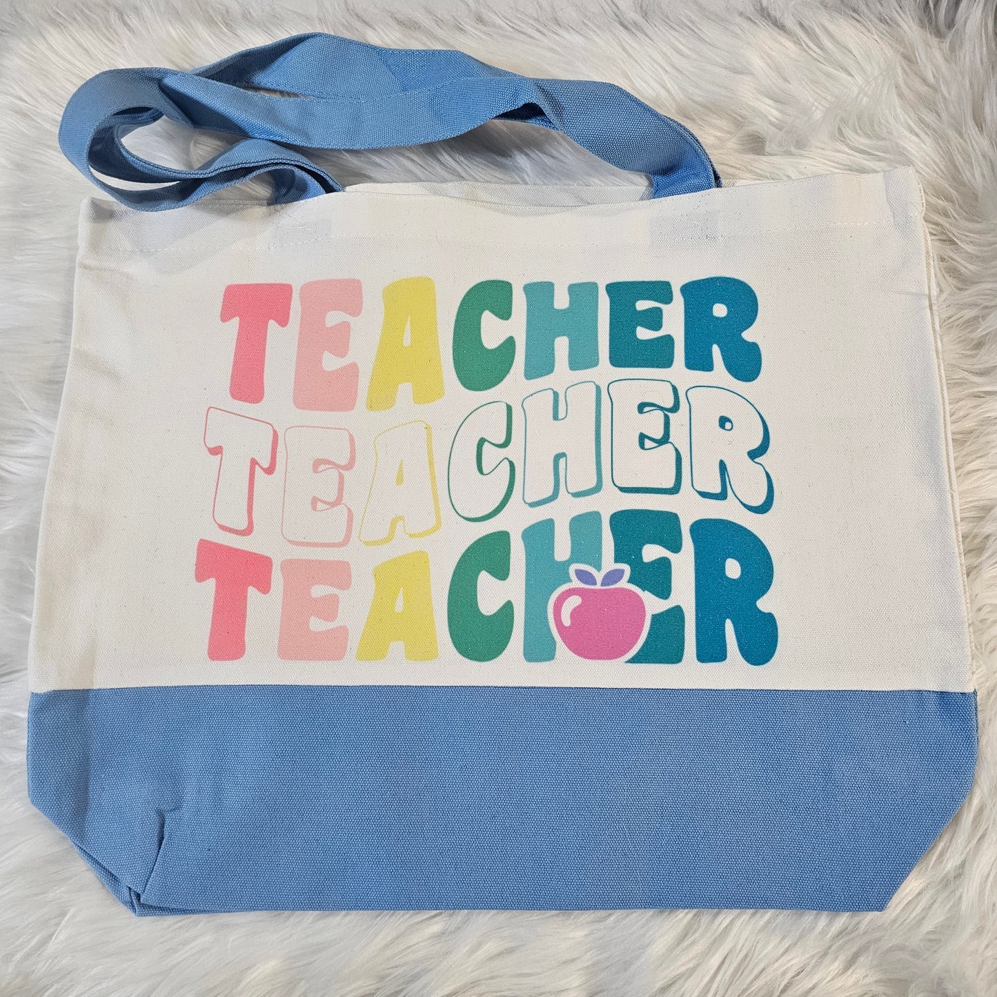 “Teacher” Large Canvas Tote