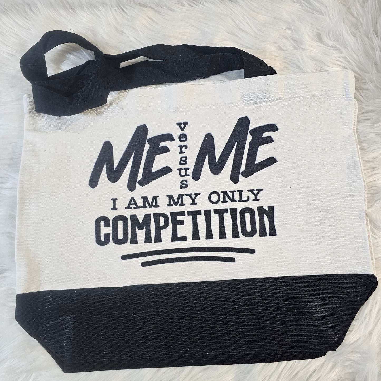 “Me vs. Me” Large Canvas Tote