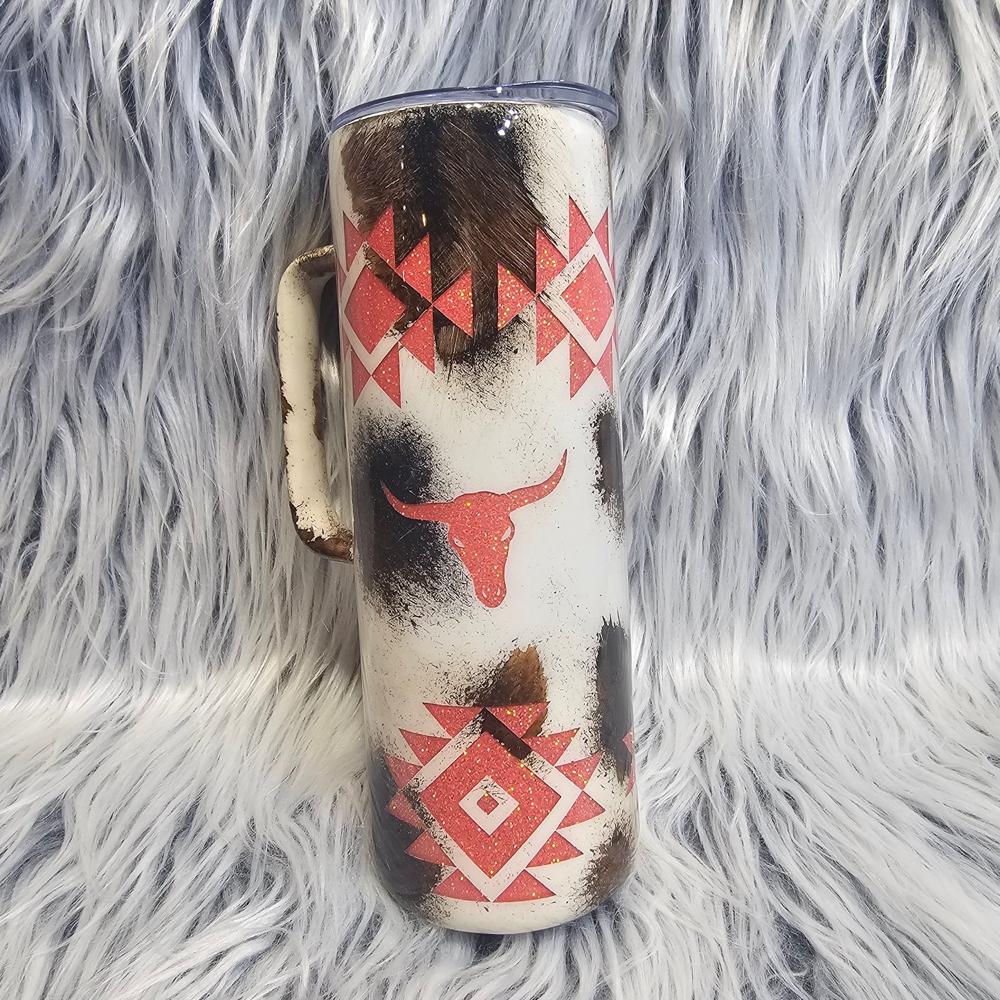 20 oz Tri-Color Cowhide Coral Aztec Hoggdle