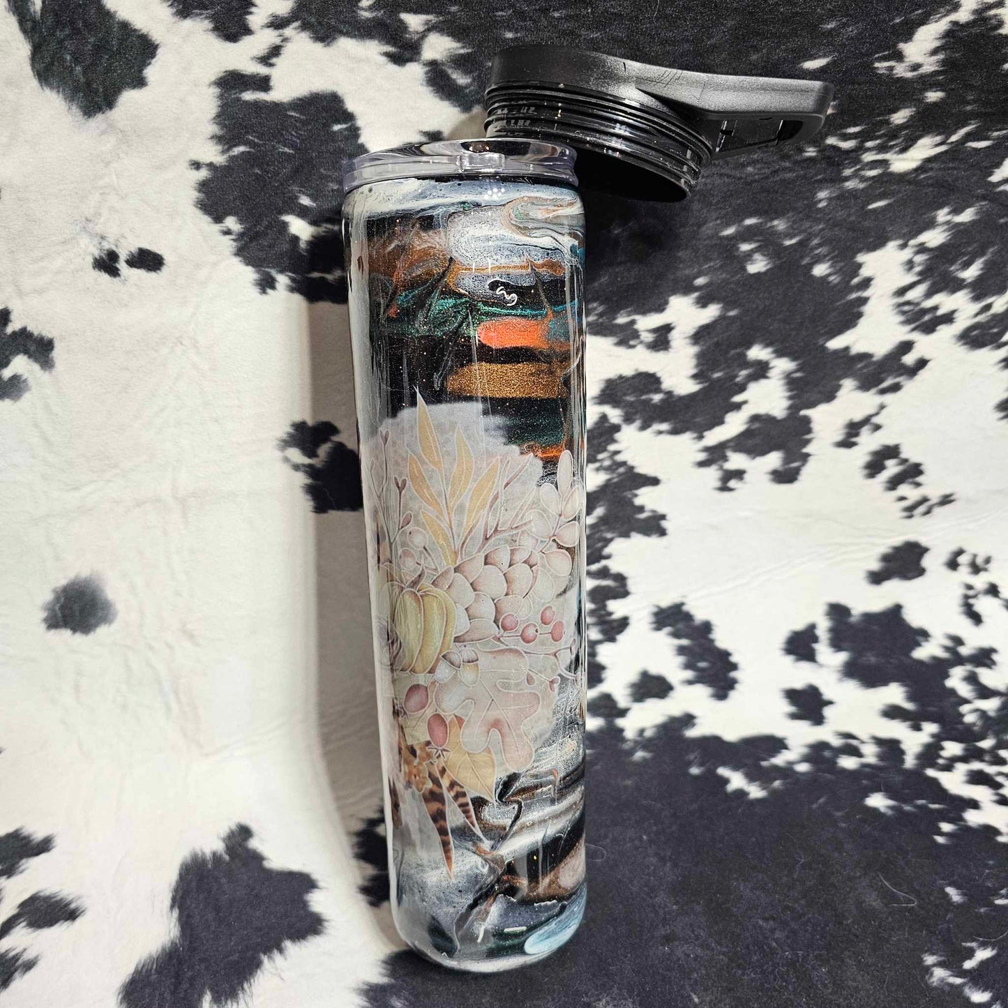 Boho 35 oz duo tumbler with colorful tribal pattern