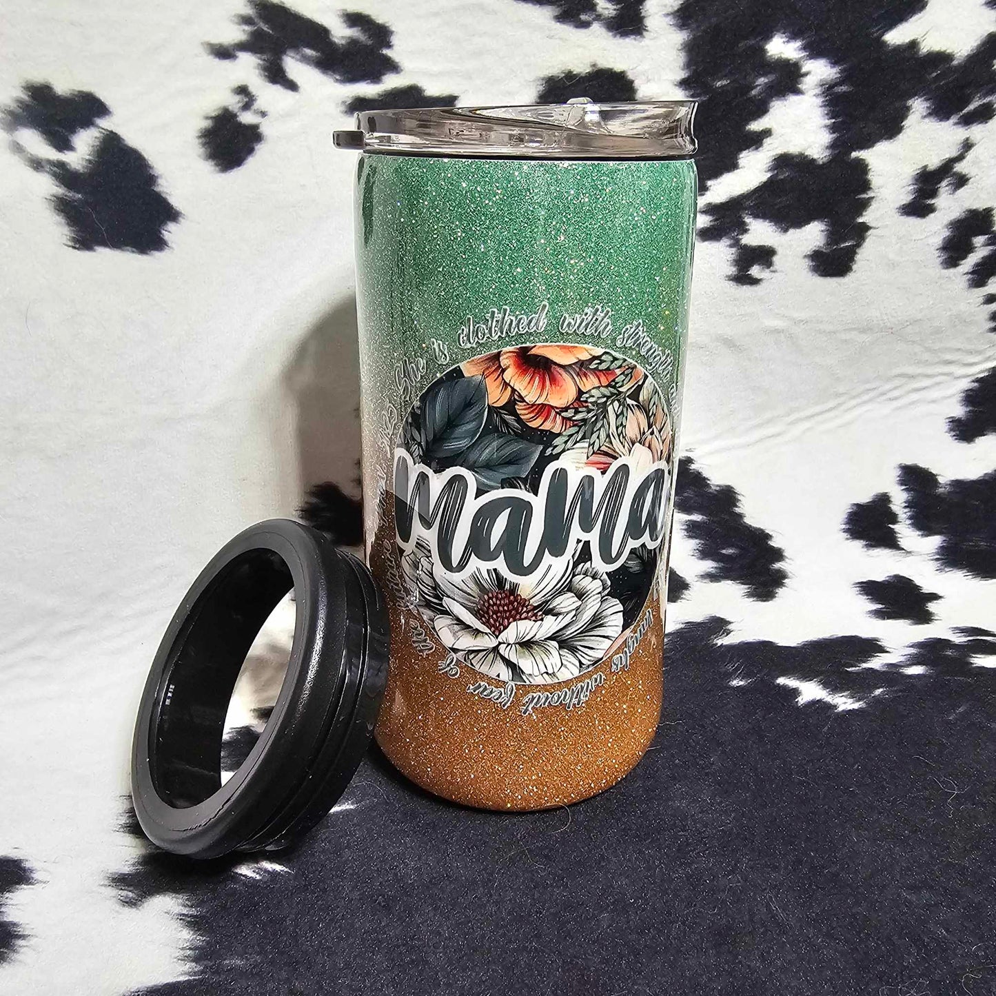 Mama ombre 12 oz tumbler with epoxy finish and dual use