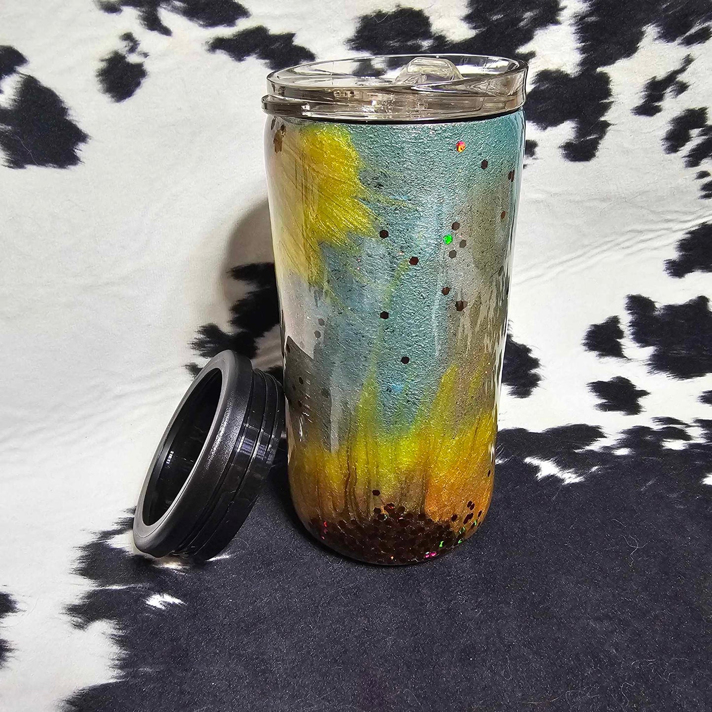 12 oz Duo Slim Sunflower - Hand Painted