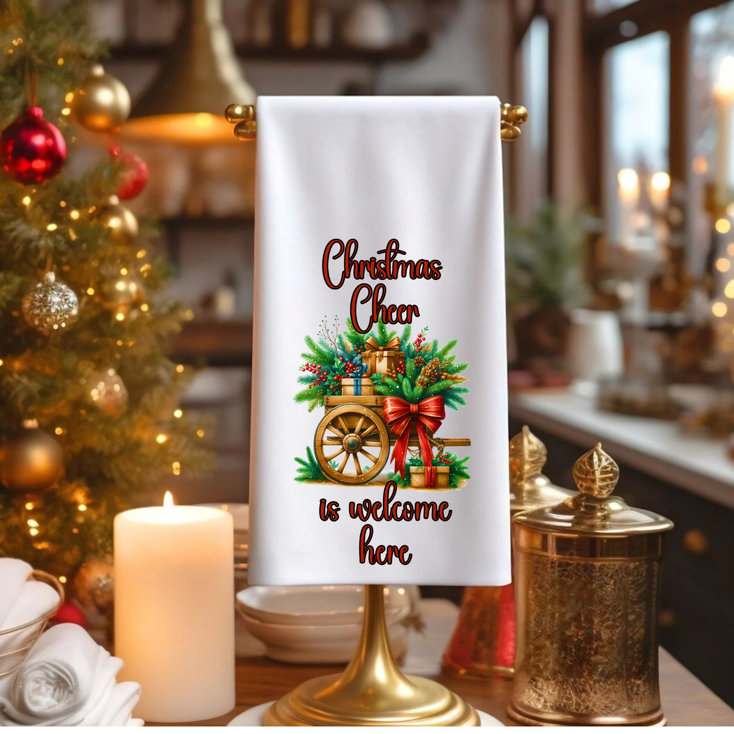 Towel-Christmas Cheer with custom gift design