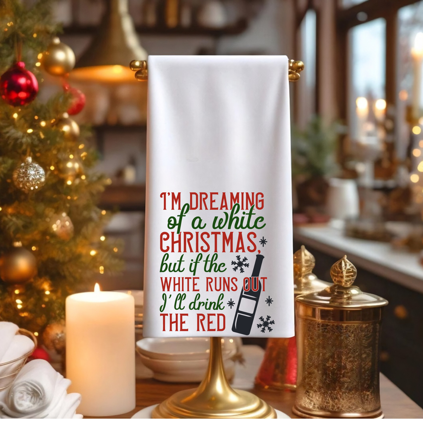 Towel-Christmas Wine with custom gift design