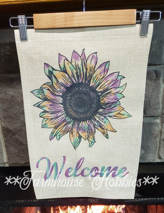 Rainbow Sunflower Welcome Canvas Garden Flag Home Decor/Accessories Farmhouse Hobbies