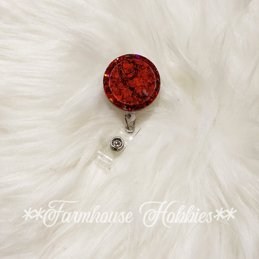 Badge Reel - Red Stethescope Home Decor/Accessories Farmhouse Hobbies   