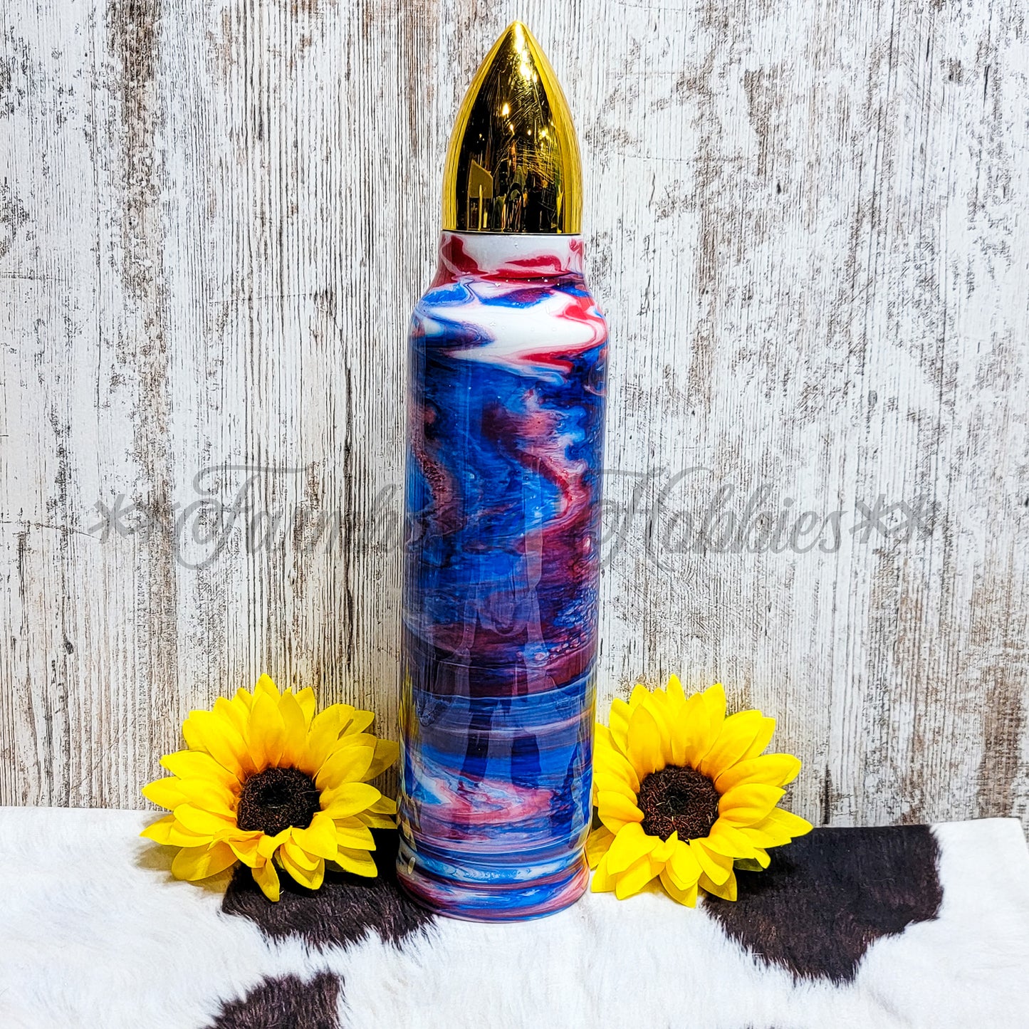 32 oz Bullet Red White & Blue Swirl RTS Drinkware Farmhouse Hobbies