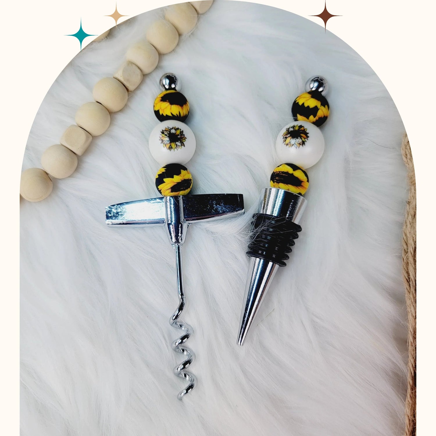 Beaded Wine Topper Set