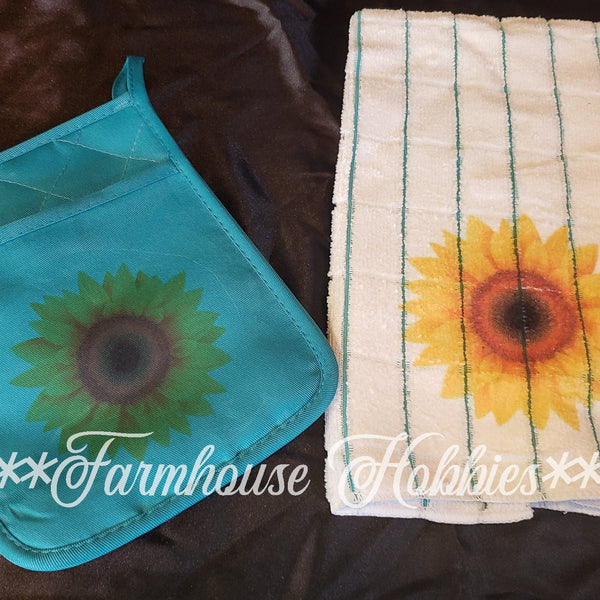 Towel/Potholder Set-Sunflower Home Decor/Accessories Farmhouse Hobbies   