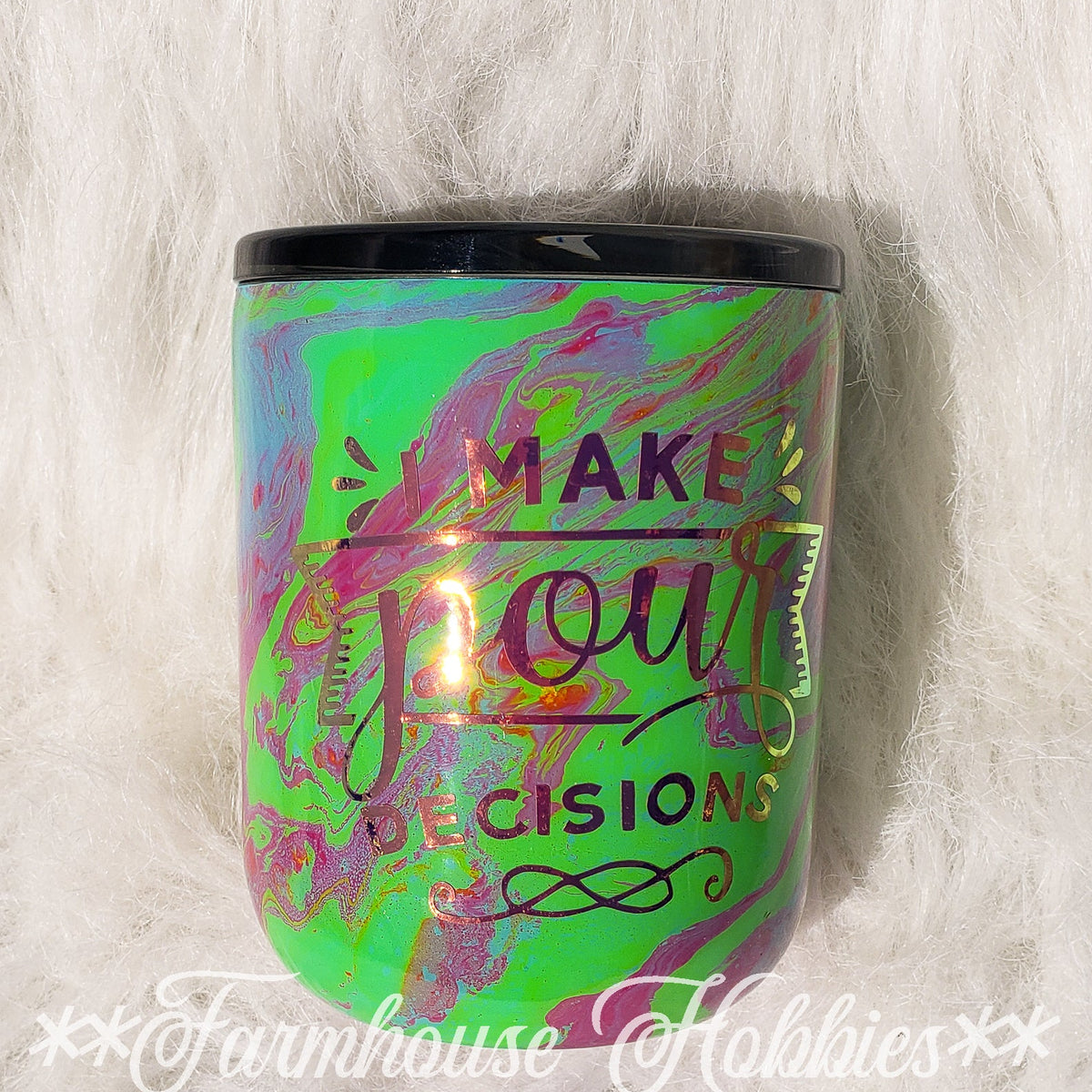 Pour Decisions Glitter Hydrodip Wine Glass RTS Drinkware Farmhouse Hobbies   
