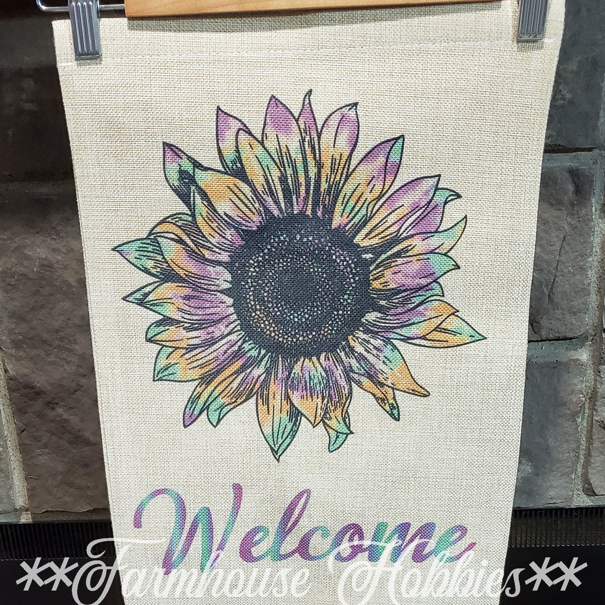 Rainbow Sunflower Welcome Canvas Garden Flag Home Decor/Accessories Farmhouse Hobbies   