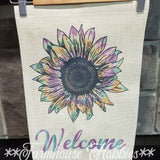 Rainbow Sunflower Welcome Canvas Garden Flag Home Decor/Accessories Farmhouse Hobbies   