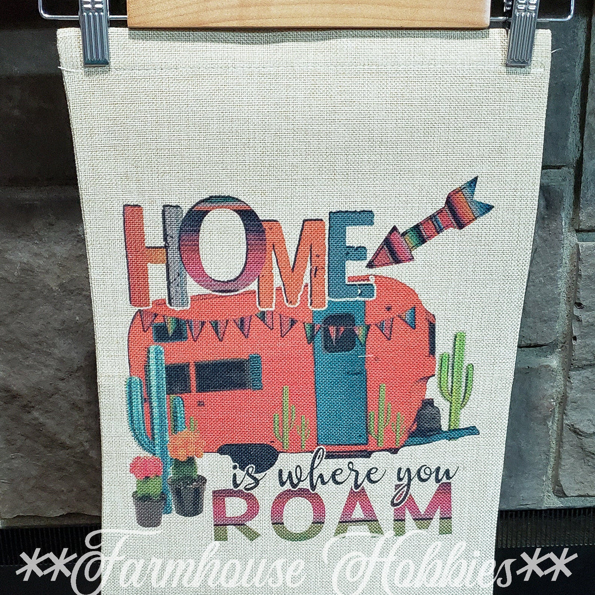 Home is Where You Roam Canvas Garden Flag Home Decor/Accessories Farmhouse Hobbies   